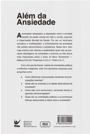 Livro Além da ansiedade - Davi Lago