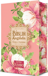 Bíblia Sagrada RC Letra Jumbo Compacta Com Harpa Avivada E Corinhos Capa Dura Flores Salmão