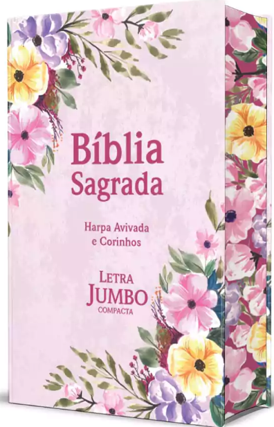 Bíblia Sagrada RC Letra Jumbo Compacta Com Harpa Avivada E Corinhos Capa Dura Jardim Rosa