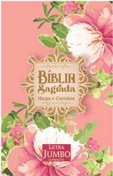 Bíblia Sagrada RC Letra Jumbo Compacta Com Harpa Avivada E Corinhos Capa Dura Flores Salmão