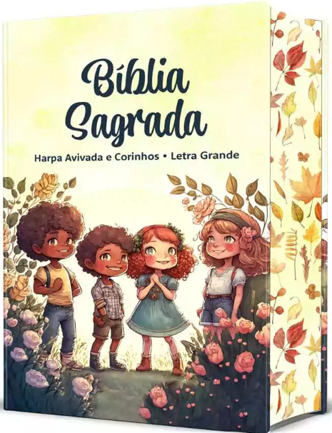 Bíblia Sagrada Infantil RC Letra Grande Com Harpa Avivada E Corinhos Capa Dura Pequena Crianças Jardim