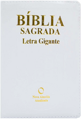 Bíblia Sagrada Letra Gigante NAA Média Luxo Branca Com Índice