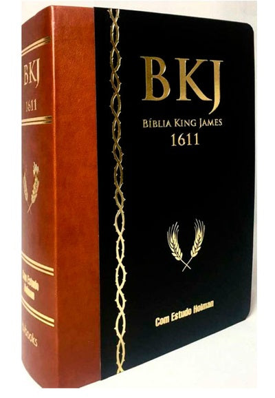 Bíblia King James 1611 BKJ Com Estudo Holman Marrom E Preto