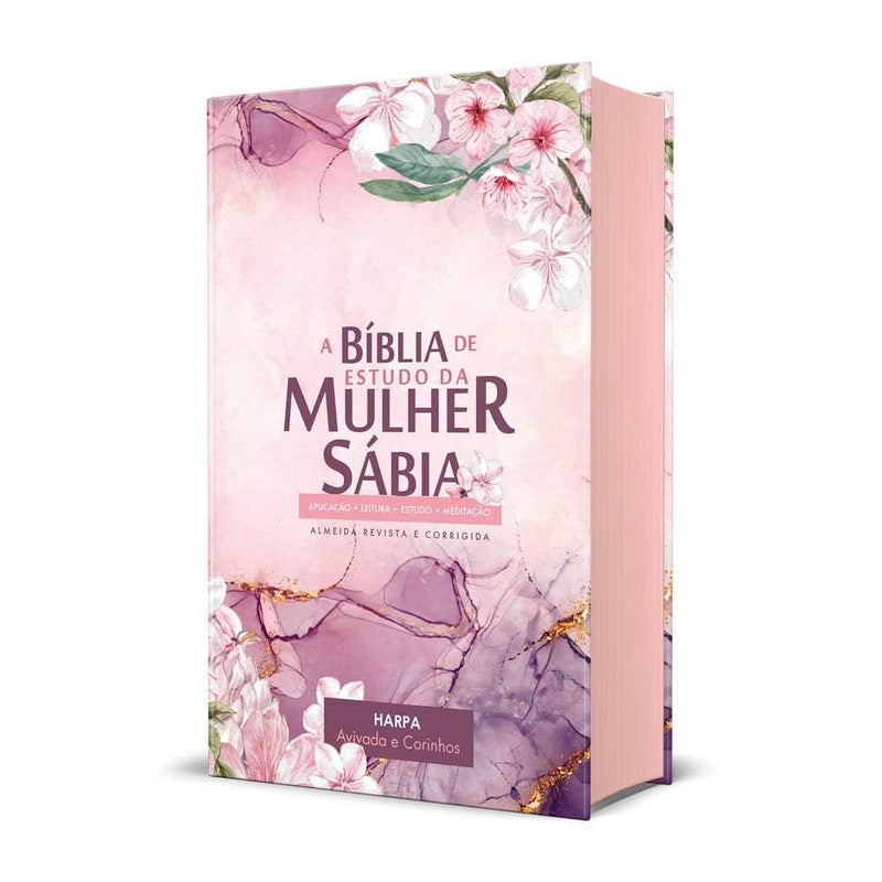 Bíblia De Estudo Da Mulher Sábia ARC - Purple Flower Com Harpa Avivada E Corinhos